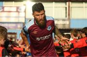 15 July 2022; Gary Deegan of Drogheda United running out before the start of the SSE Airtricity League Premier Division match between Drogheda United and Bohemians at Head in the Game Park in Drogheda, Co Louth. Photo by George Tewkesbury/Sportsfile