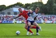 15 July 2022; Mark Connolly of Dundalk in action against Ben McCormack of St Patrick's Athletic during the SSE Airtricity League Premier Division match between St Patrick's Athletic and Dundalk at Richmond Park in Dublin. Photo by Ben McShane/Sportsfile