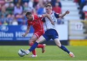 15 July 2022; Robbie Benson of Dundalk in action against Mark Doyle of St Patrick's Athletic during the SSE Airtricity League Premier Division match between St Patrick's Athletic and Dundalk at Richmond Park in Dublin. Photo by Ben McShane/Sportsfile