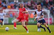 15 July 2022; Mark Connolly of Dundalk in action against Eoin Doyle of St Patrick's Athletic during the SSE Airtricity League Premier Division match between St Patrick's Athletic and Dundalk at Richmond Park in Dublin. Photo by Ben McShane/Sportsfile