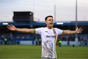 15 July 2022; Joshua Kerr of Bohemians celebrates after winning the SSE Airtricity League Premier Division match between Drogheda United and Bohemians at Head in the Game Park in Drogheda, Co Louth. Photo by George Tewkesbury/Sportsfile