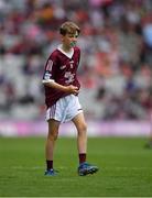 9 July 2022; Aaron Mullally, Murrintown N.S., Murrintown, Wexford, representing Galway during the INTO Cumann na mBunscol GAA Respect Exhibition Go Games at half-time of the GAA Football All-Ireland Senior Championship Semi-Final match between Galway and Derry at Croke Park in Dublin. Photo by Ray McManus/Sportsfile