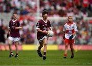 9 July 2022; Eoin Kearney, St Joseph's B.N.S., Abbeytown, Boyle, Roscommon, representing Galway during the INTO Cumann na mBunscol GAA Respect Exhibition Go Games at half-time of the GAA Football All-Ireland Senior Championship Semi-Final match between Galway and Derry at Croke Park in Dublin. Photo by Ray McManus/Sportsfile