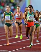 15 July 2022; Hirut Meshesha of Ethiopia wins her heat of the women's 1500m during day one of the World Athletics Championships at Hayward Field in Eugene, Oregon, USA. Photo by Sam Barnes/Sportsfile