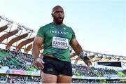 15 July 2022; Eric Favors of Ireland reacts after a throw in the men's Shot Put qualification during day one of the World Athletics Championships at Hayward Field in Eugene, Oregon, USA. Photo by Sam Barnes/Sportsfile