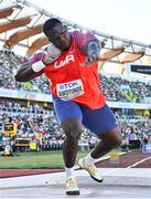 15 July 2022; Josh Awotunde of United States competes in the men's Shot Put qualification during day one of the World Athletics Championships at Hayward Field in Eugene, Oregon, USA. Photo by Sam Barnes/Sportsfile