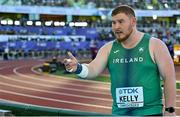 15 July 2022; John Kelly of Ireland speaks to his coach while competing in the men's Shot Put qualification during day one of the World Athletics Championships at Hayward Field in Eugene, Oregon, USA. Photo by Sam Barnes/Sportsfile