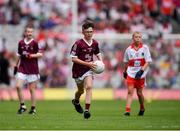 9 July 2022; Eoin Kearney, St Joseph's B.N.S., Abbeytown, Boyle, Roscommon, representing Galway during the INTO Cumann na mBunscol GAA Respect Exhibition Go Games at half-time of the GAA Football All-Ireland Senior Championship Semi-Final match between Galway and Derry at Croke Park in Dublin. Photo by Ray McManus/Sportsfile