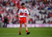 9 July 2022; Tomás O’Kane, New Row P.S., Castledawson, Derry, representing Derry during the INTO Cumann na mBunscol GAA Respect Exhibition Go Games at half-time of the GAA Football All-Ireland Senior Championship Semi-Final match between Galway and Derry at Croke Park in Dublin. Photo by Ray McManus/Sportsfile