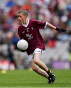9 July 2022; Francis Óg McTiernan, St. Caillin's N.S., Fenagh, Leitrim, representing Galway during the INTO Cumann na mBunscol GAA Respect Exhibition Go Games at half-time of the GAA Football All-Ireland Senior Championship Semi-Final match between Galway and Derry at Croke Park in Dublin. Photo by Ray McManus/Sportsfile