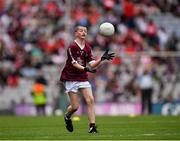 9 July 2022; Francis Óg McTiernan, St. Caillin's N.S., Fenagh, Leitrim, representing Galway during the INTO Cumann na mBunscol GAA Respect Exhibition Go Games at half-time of the GAA Football All-Ireland Senior Championship Semi-Final match between Galway and Derry at Croke Park in Dublin. Photo by Ray McManus/Sportsfile