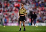 9 July 2022; Referee Cormac Watterson, St Patrick’s P.S., Downpatrick, Down, during the INTO Cumann na mBunscol GAA Respect Exhibition Go Games at half-time of the GAA Football All-Ireland Senior Championship Semi-Final match between Galway and Derry at Croke Park in Dublin. Photo by Ray McManus/Sportsfile