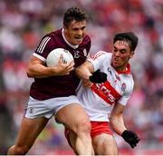 9 July 2022; Shane Walsh of Galway in action against Conor McCluskey of Derry during the GAA Football All-Ireland Senior Championship Semi-Final match between Derry and Galway at Croke Park in Dublin. Photo by Ray McManus/Sportsfile