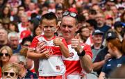 9 July 2022; Derry supporters before the GAA Football All-Ireland Senior Championship Semi-Final match between Derry and Galway at Croke Park in Dublin. Photo by Ray McManus/Sportsfile