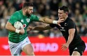 16 July 2022; Robbie Henshaw of Ireland is tackled by Will Jordan of New Zealand during the Steinlager Series match between the New Zealand and Ireland at Sky Stadium in Wellington, New Zealand. Photo by Brendan Moran/Sportsfile
