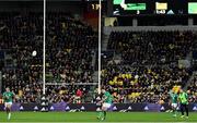 16 July 2022; Jonathan Sexton of Ireland kicks a penalty during the Steinlager Series match between the New Zealand and Ireland at Sky Stadium in Wellington, New Zealand. Photo by Brendan Moran/Sportsfile