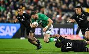 16 July 2022; Robbie Henshaw of Ireland is tackled by David Havili of New Zealand during the Steinlager Series match between the New Zealand and Ireland at Sky Stadium in Wellington, New Zealand. Photo by Brendan Moran/Sportsfile