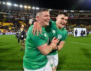 16 July 2022; Tadhg Furlong and Dan Sheehan of Ireland after their side's victory in the Steinlager Series match between the New Zealand and Ireland at Sky Stadium in Wellington, New Zealand. Photo by Brendan Moran/Sportsfile
