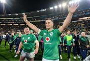 16 July 2022; Jonathan Sexton of Ireland after his side's victory in the Steinlager Series match between the New Zealand and Ireland at Sky Stadium in Wellington, New Zealand. Photo by Brendan Moran/Sportsfile