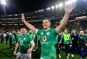 16 July 2022; Jonathan Sexton of Ireland after his side's victory in the Steinlager Series match between the New Zealand and Ireland at Sky Stadium in Wellington, New Zealand. Photo by Brendan Moran/Sportsfile