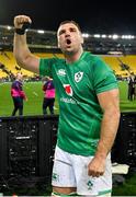 16 July 2022; Tadhg Beirne of Ireland celebrates after the Steinlager Series match between the New Zealand and Ireland at Sky Stadium in Wellington, New Zealand. Photo by Brendan Moran/Sportsfile