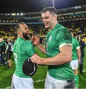 16 July 2022; Jamison Gibson Park, left, and James Ryan of Ireland celebrate after the Steinlager Series match between the New Zealand and Ireland at Sky Stadium in Wellington, New Zealand. Photo by Brendan Moran/Sportsfile