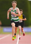 16 July 2022; Dylan Cairns of Youghal AC, Cork, competing in the 800m event during in the Irish Life Health Juvenile B Championships & Relays in Tullamore, Offaly. Photo by Eóin Noonan/Sportsfile
