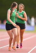 16 July 2022; The Cabinteely team competing in the 1600m relay during in the Irish Life Health Juvenile B Championships & Relays in Tullamore, Offaly. Photo by Eóin Noonan/Sportsfile