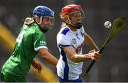 16 July 2022; Beth Carton of Waterford in action against Marian Quaid of Limerick during the Glen Dimplex All-Ireland Senior Camogie Quarter Final match between Waterford and Limerick at Semple Stadium in Thurles, Tipperary. Photo by George Tewkesbury/Sportsfile