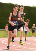 16 July 2022; The Faranfore AC team competing in the 400m relay during in the Irish Life Health Juvenile B Championships & Relays in Tullamore, Offaly. Photo by Eóin Noonan/Sportsfile