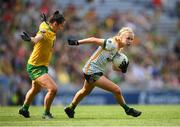 16 July 2022; Stacey Grimes of Meath in action against Geraldine McLaughlin of Donegal during the TG4 All-Ireland Ladies Football Senior Championship Semi-Final match between Donegal and Meath at Croke Park in Dublin. Photo by Stephen McCarthy/Sportsfile
