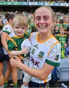 16 July 2022; Megan Thynne of Meath celebrates with her niece Mia after the TG4 All-Ireland Ladies Football Senior Championship Semi-Final match between Donegal and Meath at Croke Park in Dublin. Photo by Stephen McCarthy/Sportsfile