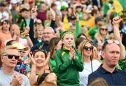 16 July 2022; Mayo supporters celebrate after the TG4 All-Ireland Ladies Football Senior Championship Semi-Final match between Donegal and Meath at Croke Park in Dublin. Photo by Stephen McCarthy/Sportsfile