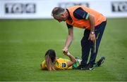 16 July 2022; Meath manager Eamonn Murray with a dejcted Niamh Hegarty of Donegal after the TG4 All-Ireland Ladies Football Senior Championship Semi-Final match between Donegal and Meath at Croke Park in Dublin. Photo by Stephen McCarthy/Sportsfile