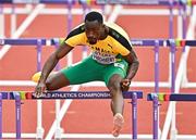 16 July 2022; Hansle Parchment of Jamaica on his way to winning his men's 110m hurdles heat during day two of the World Athletics Championships at Hayward Field in Eugene, Oregon, USA. Photo by Sam Barnes/Sportsfile