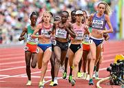 16 July 2022; Hellen Obiri of Kenya, centre, competes in the women's 10,000m final during day two of the World Athletics Championships at Hayward Field in Eugene, Oregon, USA. Photo by Sam Barnes/Sportsfile