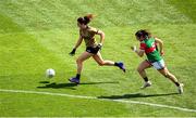 16 July 2022; Aishling O'Connell of Kerry in action against Tamara O'Connor of Mayo during the TG4 All-Ireland Ladies Football Senior Championship Semi-Final match between Kerry and Mayo at Croke Park in Dublin. Photo by Stephen McCarthy/Sportsfile