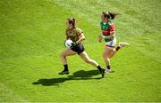 16 July 2022; Cáit Lynch of Kerry in action against Tamara O'Connor of Mayo during the TG4 All-Ireland Ladies Football Senior Championship Semi-Final match between Kerry and Mayo at Croke Park in Dublin. Photo by Stephen McCarthy/Sportsfile