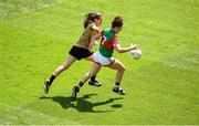 16 July 2022; Kathryn Sullivan of Mayo in action against Ciara Murphy of Kerry during the TG4 All-Ireland Ladies Football Senior Championship Semi-Final match between Kerry and Mayo at Croke Park in Dublin. Photo by Stephen McCarthy/Sportsfile