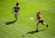 16 July 2022; Paris McCarthy of Kerry in action against Kathryn Sullivan of Mayo during the TG4 All-Ireland Ladies Football Senior Championship Semi-Final match between Kerry and Mayo at Croke Park in Dublin. Photo by Stephen McCarthy/Sportsfile