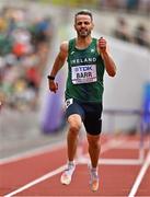 16 July 2022; Thomas Barr of Ireland, on his way to finishing second in his men's 400m hurdles heat during day two of the World Athletics Championships at Hayward Field in Eugene, Oregon, USA. Photo by Sam Barnes/Sportsfile