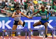 16 July 2022; Wilfried Happio of France, left, and Alison dos Santos of Brazil, competing in the men's 400m hurdles heats during day two of the World Athletics Championships at Hayward Field in Eugene, Oregon, USA. Photo by Sam Barnes/Sportsfile