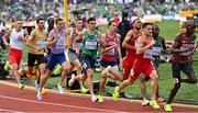 16 July 2022; Andrew Coscoran of Ireland, centre, on his way to finishing third in a season best time in the men's 1500m heats during day two of the World Athletics Championships at Hayward Field in Eugene, Oregon, USA. Photo by Sam Barnes/Sportsfile