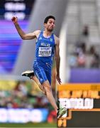 16 July 2022; Miltiádis Tentóglou of Greece competes in the men's long jump final during day two of the World Athletics Championships at Hayward Field in Eugene, Oregon, USA. Photo by Sam Barnes/Sportsfile