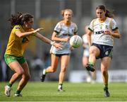 16 July 2022; Emma Troy of Meath in action against Amy Boyle Carr of Donegal during the TG4 All-Ireland Ladies Football Senior Championship Semi-Final match between Donegal and Meath at Croke Park in Dublin. Photo by Stephen McCarthy/Sportsfile