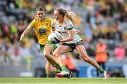 16 July 2022; Aoibhín Cleary of Meath in action against Niamh Hegarty of Donegal during the TG4 All-Ireland Ladies Football Senior Championship Semi-Final match between Donegal and Meath at Croke Park in Dublin. Photo by Stephen McCarthy/Sportsfile