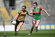 16 July 2022; Niamh Carmody of Kerry in action against Sorcha McCarney of Mayo during the TG4 All-Ireland Ladies Football Senior Championship Semi-Final match between Kerry and Mayo at Croke Park in Dublin. Photo by Stephen McCarthy/Sportsfile
