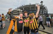 17 July 2022; Kilkenny supporters, from left, George Fitzgerald, Dylan O'Brian and William Wallace, from Kilkenny City, before the GAA Hurling All-Ireland Senior Championship Final match between Kilkenny and Limerick at Croke Park in Dublin. Photo by Stephen McCarthy/Sportsfile