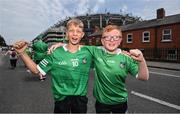 17 July 2022; Limerick supporters Jim Bob O'Halloran, left, and Jamie Kavanagh, from Monaleen, Limerick, before the GAA Hurling All-Ireland Senior Championship Final match between Kilkenny and Limerick at Croke Park in Dublin. Photo by Stephen McCarthy/Sportsfile