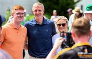 17 July 2022; Former Kilkenny hurler and current Galway senior hurling manager Henry Shefflin poses for a photo with supporters before the GAA Hurling All-Ireland Senior Championship Final match between Kilkenny and Limerick at Croke Park in Dublin. Photo by Stephen McCarthy/Sportsfile